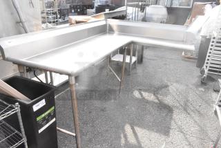 Stainless Steel L Shaped Clean Side Dishwasher Table. - Item #1224016