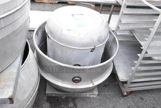 Cook 135 ASRU metal commercial rooftop mushroom exhaust fan in used condition. Features a dome-shaped design with visible wear.
