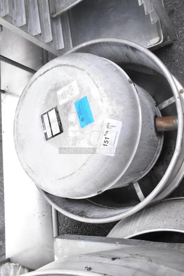 Cook 135 ASRU metal commercial rooftop mushroom exhaust fan, visible labels with model details, in used condition.