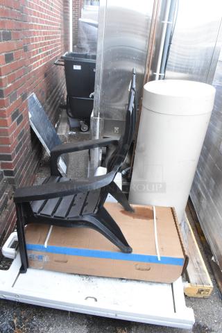 BRAND NEW SCRATCH AND DENT! PALLET LOT Including Ecolab HDCARE Conic Bag Dispenser, Eaton SCB1457009, Black Patio Chair. - Item #1224027
