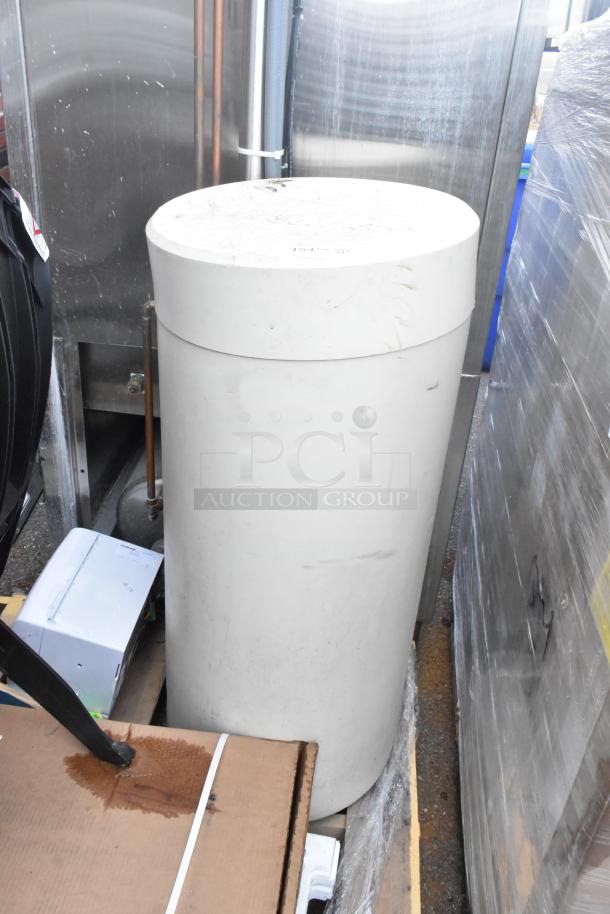 Brand new pallet lot with a scratch and dent Ecolab HDCARE Conic Bag Dispenser and other items, including boxes and a chair.