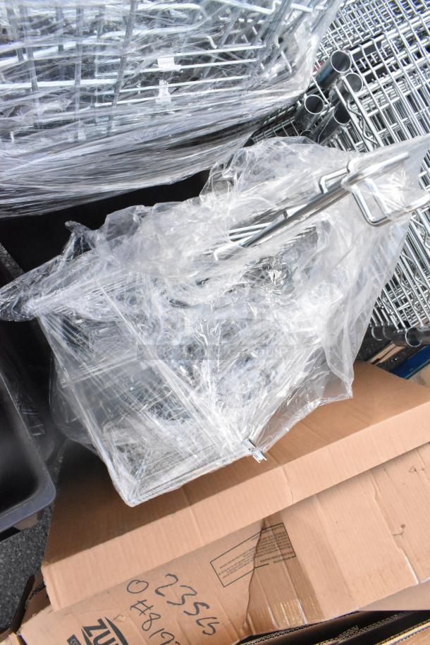 Lot of 3 black Slim Jim trash cans with cup dispensers, wrapped in plastic, in good condition.