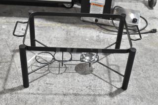 Acopa 8 Qt. wrought iron pillar chafer stand in black; new, slight scratches; sturdy easy-carry handles; full size.