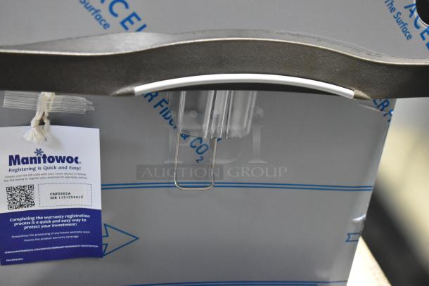 BRAND NEW Manitowoc CNF0202A-161L Nugget Ice Maker with water dispenser, 20 lb. bin, lever dispensing, stainless steel. Tags included.