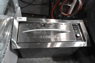 ServIt 423WDSBI1 stainless steel single drawer warmer, brand new with minor scratches, 120V, visible control knob.
