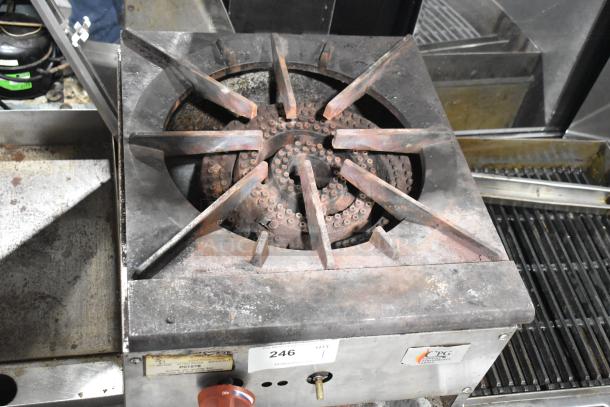 Cooking Performance Group CPGSP-18-2-N single burner stock pot range, stainless steel, natural gas, used condition.