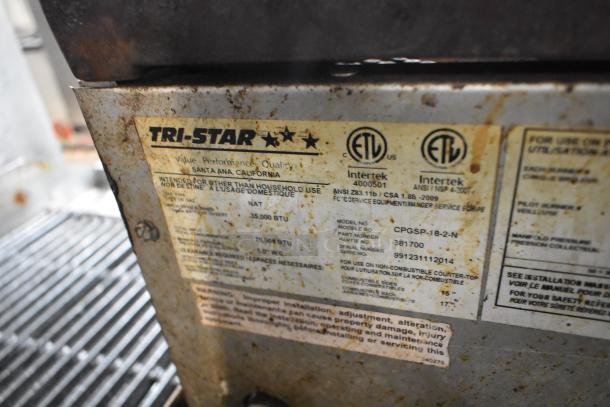 Cooking Performance Group CPGSP-18-2-N stainless steel single burner stock pot range, model info on label, used condition.