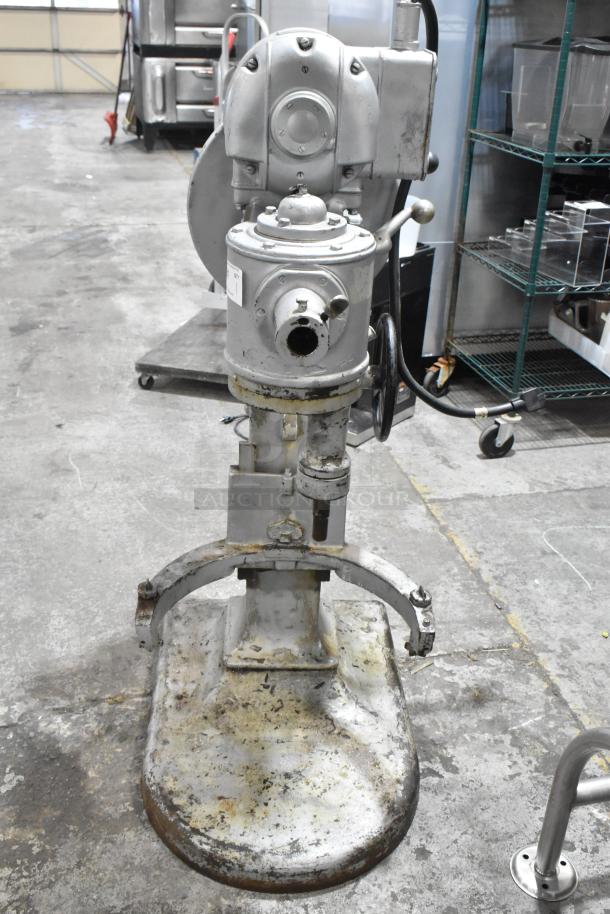 Hobart S-601 metal commercial 60-quart planetary dough mixer, 208 volts, 3 phase, showing wear and signs of use.