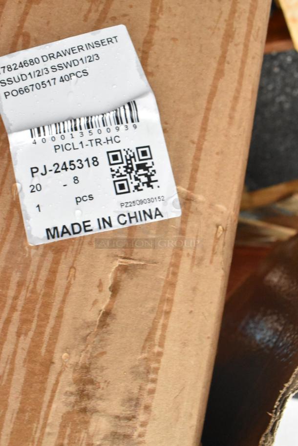 Box with label for 2 stainless steel PICL1-TR-HC drawers, marked "MADE IN CHINA," in new scratch and dent condition.