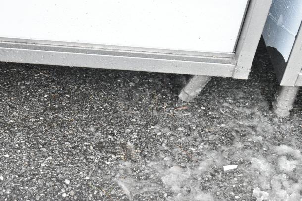 Steelton 30x60 stainless steel table, 18-gauge, Type 430, enclosed base, sliding doors, midshelf, new scratch and dent condition.