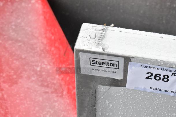 Steelton 522US13624 utility sink, 36"x24"x14", scratch and dent, label visible, no legs, suitable for 8" center faucet.