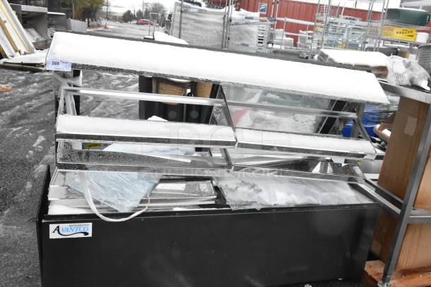 Avantco 224BCD72SB 72" bakery display case, black, scratch and dent, broken glass, 115V, 1 phase, visible Avantco logo.