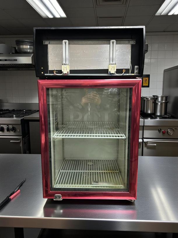 Crystal Cooler CTM-32W countertop glass door refrigerator in great condition, with two shelves. Tested and working.