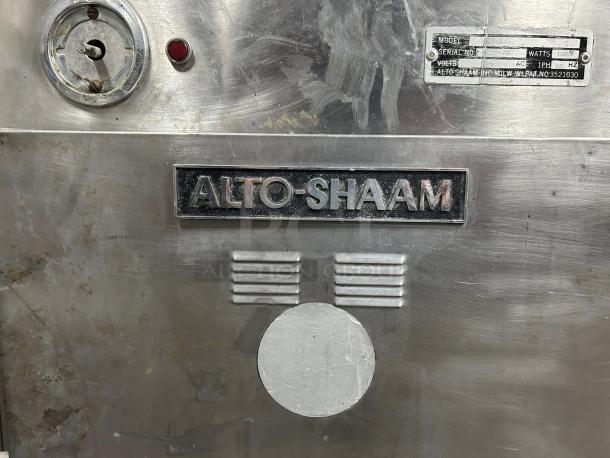Alto-Shaam 500-S mobile 6 pan holding cabinet, stainless steel, 120V, with control panel and Alto-Shaam logo. Tested working.