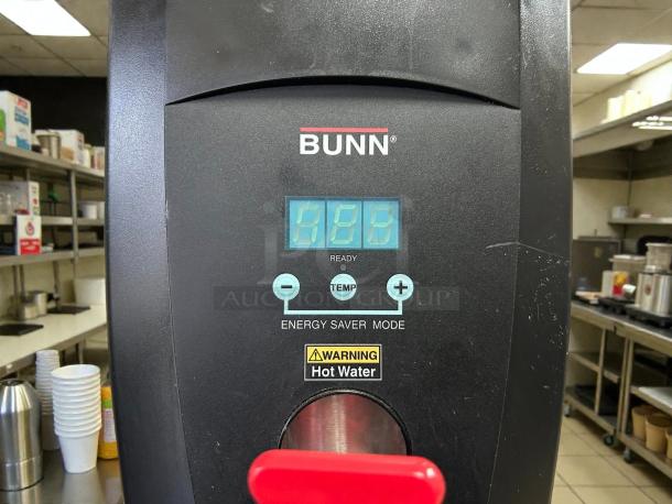Bunn 43600.0002 H5X hot water dispenser, stainless steel, 5-gallon, 212°F, excellent condition, energy saver mode, 208V.