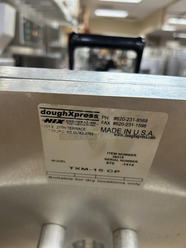 DoughXpress TXM-15CP Manual Meat Press, great condition, label shows model and serial number. Made in USA.
