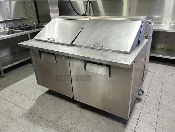True TSSU-60-24M-B-ST-HC 60" mega top sandwich/salad prep table, excellent condition, stainless steel, refrigerated base.