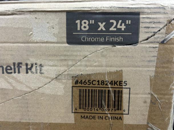 Steelton 465c1824ke5 NSF Chrome 5-Shelf Kit, 18"x24", 72" posts, brand new in box. Features chrome finish. Made in China.