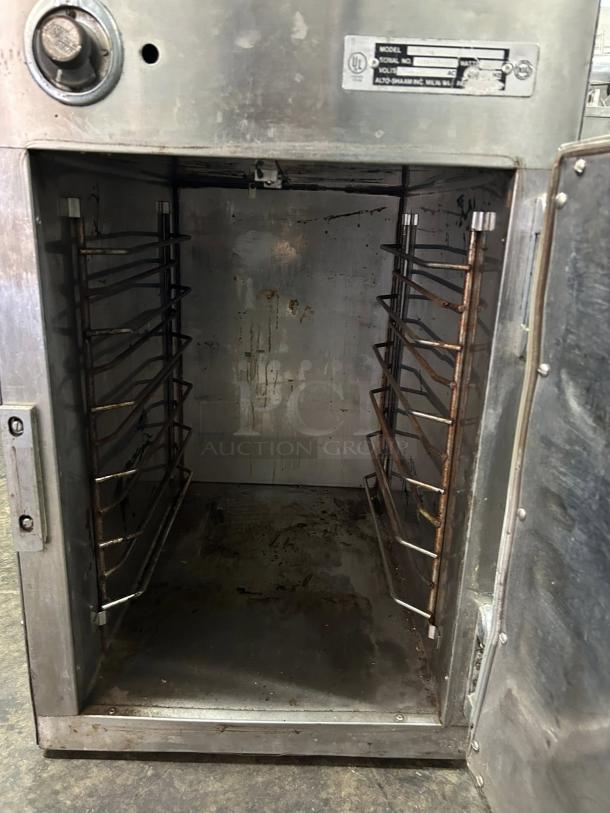 Alto-Shaam 500-S mobile holding cabinet, 6 pan capacity, stainless steel, interior view, tested and working, 120V.