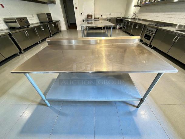 Eagle Group stainless steel worktop table, model T3084SB-X, with galvanized bottom shelf in great condition.