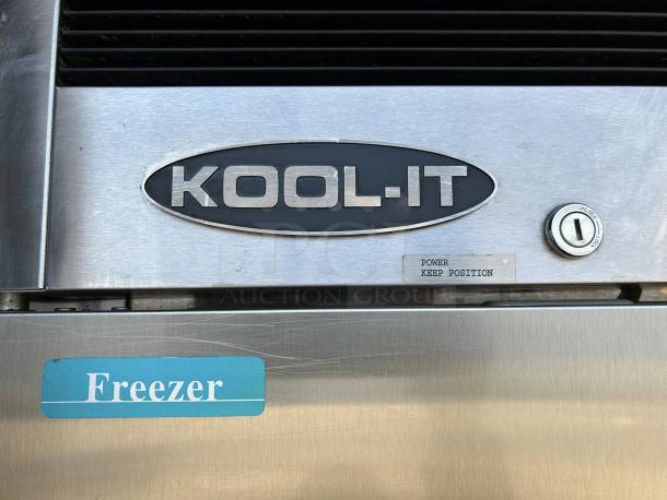 Kool-It KBSF-2 Reach-In Freezer, 44.7 cu. ft. capacity, stainless steel finish, tested, working, "Freezer" label, lockable door.