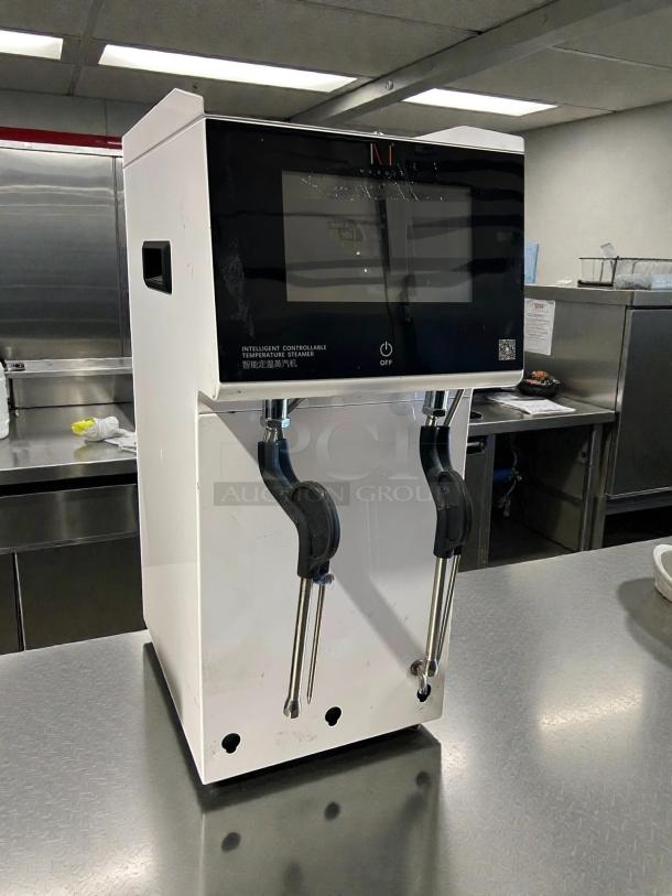 Guangzhou Naixer NDF-XCZQ2W dual automatic milk steamer, 240v 1ph, in good condition, stainless steel, tested and working.