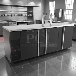 MicroMatic MBB-94-E 3-door bar kegerator in stainless steel; tested, working, dual taps, excellent condition.