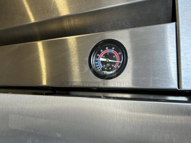 True TS-23F-HC commercial freezer, stainless steel door, temperature gauge shows -20°F, excellent condition, tested working.