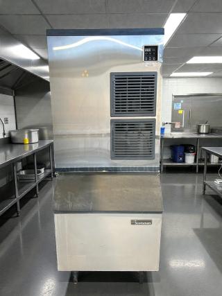 Blue Air Model BLMI-850A ice machine, stainless steel, 850lb capacity, includes display panel, tested and working condition.