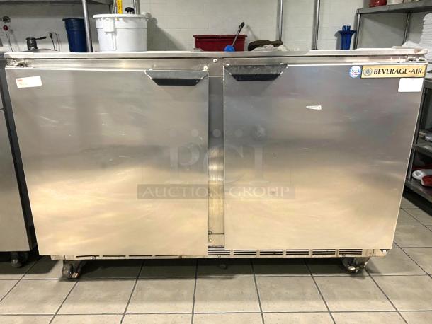Beverage-Air UCRF48AHC 48" undercounter refrigerator/freezer, two doors, stainless steel, tested, working condition.