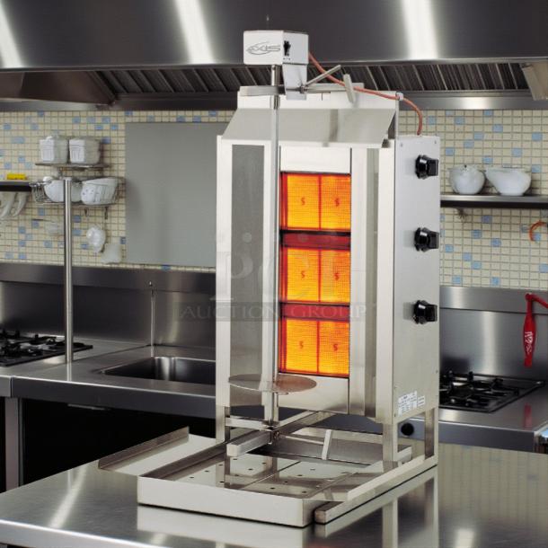 AXIS AX-VB3 3 Burner 18" Vertical Gas Broiler, stainless steel, tested and working, excellent condition.