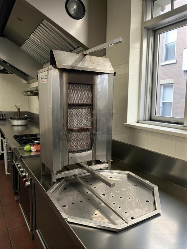 AXIS AX-VB3 3 Burner 18" Vertical Gas Broiler, tested and working, stainless steel, includes AXIS label.