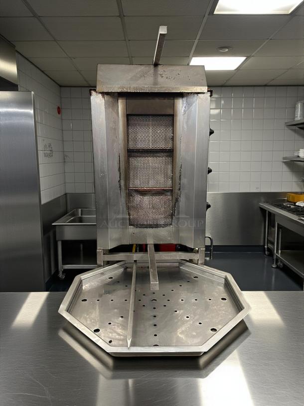 AXIS AX-VB3 3 Burner 18" Vertical Gas Broiler in stainless steel, tested and working. Excellent condition with drip tray.