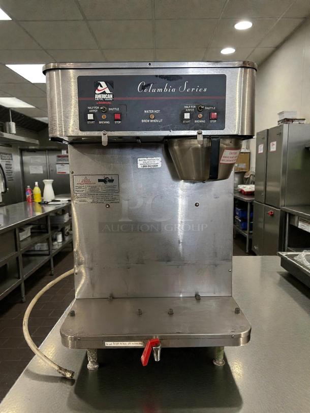 Grindmaster RAPS-400E Dual Coffee Brewer, Columbia Series, 1.5 gal capacity, automatic, stainless steel, great condition, tested.