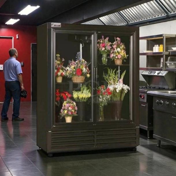 Bush Refrigeration FS52SDHC 52" floral cooler, excellent condition, two swinging glass doors, tested and working.
