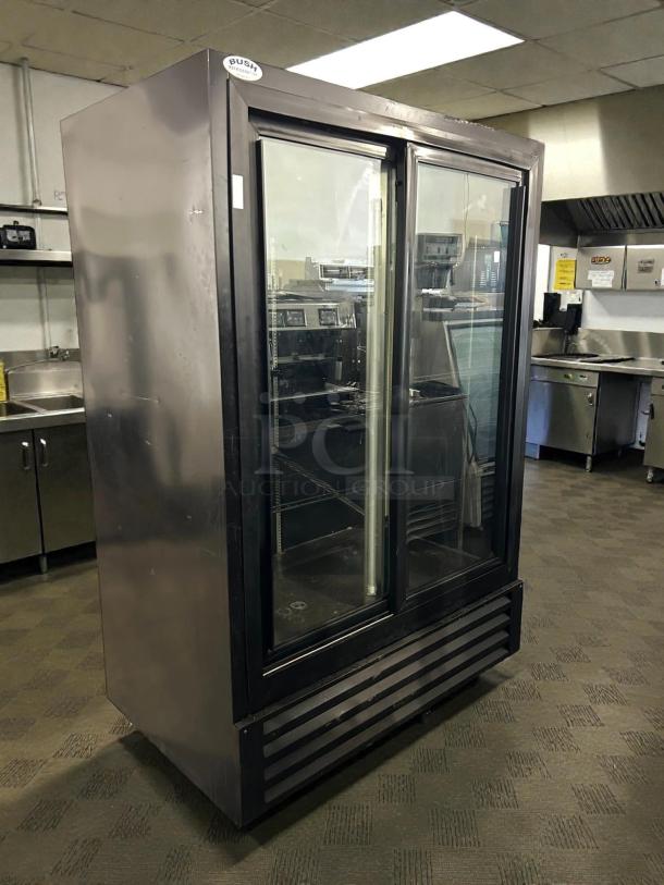Bush Refrigeration FS52SDHC floral cooler, 52" wide, excellent condition, two swinging glass doors, tested and working.