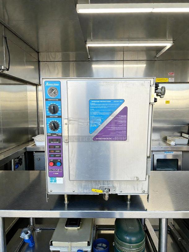 Groen XS-208-8-3 Intek tabletop steamer, 208V, 3 phase, 8 kW, stainless steel, tested, working, visible control panel.