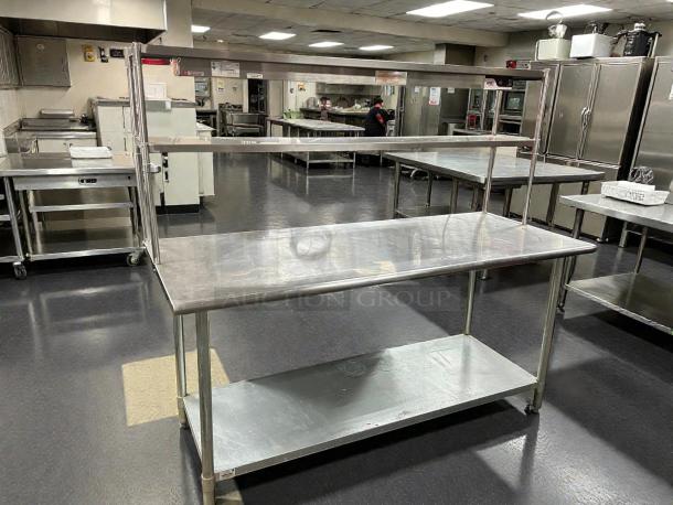 ADVANCE TABCO Model TT-306 72" worktop table with overshelf and food warmer in excellent condition, tested and working.