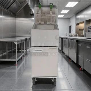 Frymaster ESG35T 35lb stainless steel gas fryer, featuring high efficiency, tested and working, in excellent condition.