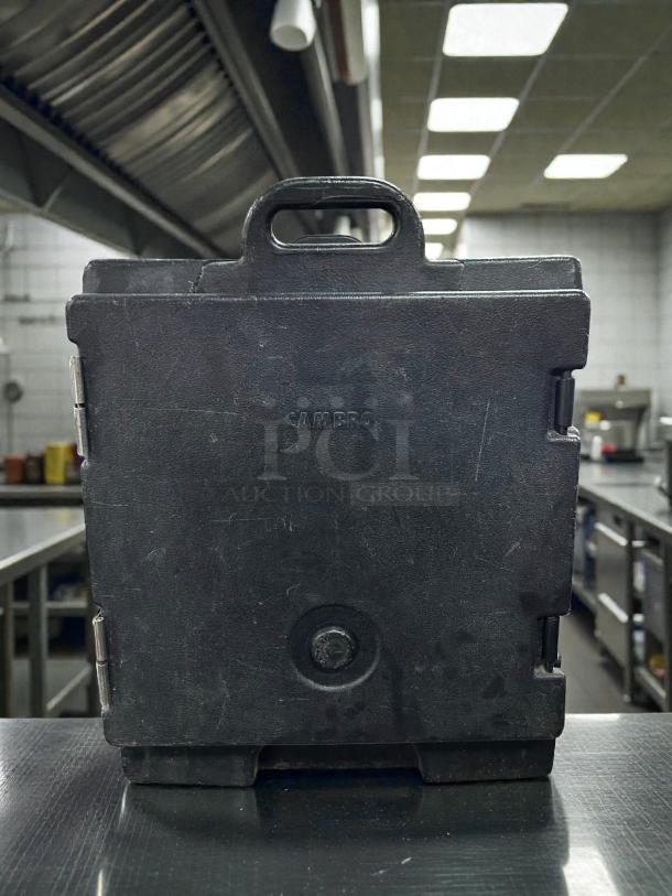 Cambro UPC400110 Insulated Food Pan Carrier, black, great condition, holds five pans, front loading, durable.