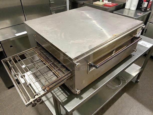 XLT 3255 Series Conveyor Oven, 32" wide conveyor, 55" cooking chamber, tested, compact, stainless steel, good condition.