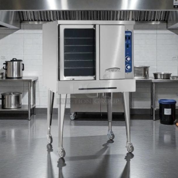 Imperial PCVG-1 gas convection oven, stainless steel, on wheels, single deck, great condition, tested and working.