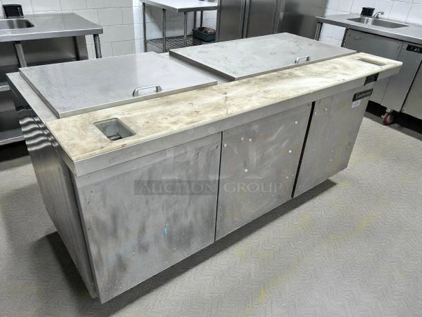 Continental Refrigerator SW72-N-30M 72" 3-Door refrigerated prep table, stainless steel, tested and working condition.