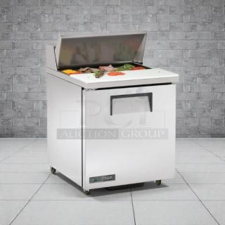 True TSSU-27-08-ADA-HC refrigerated sandwich prep table, 27 7/8" ADA height, stainless steel, right-hinged door, tested.