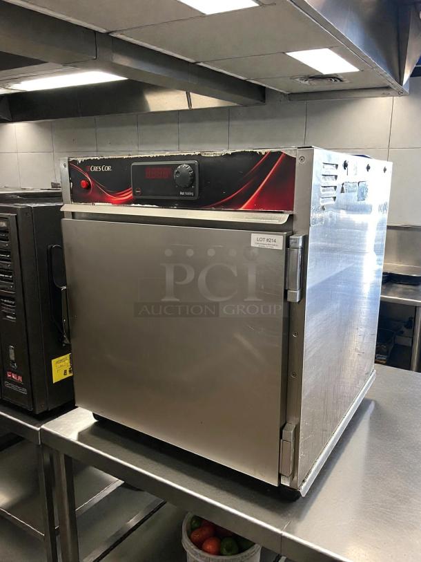 Cres Cor H137SUA5D insulated stainless steel hot cabinet, tested and working, label marked "Lot #214", good condition.