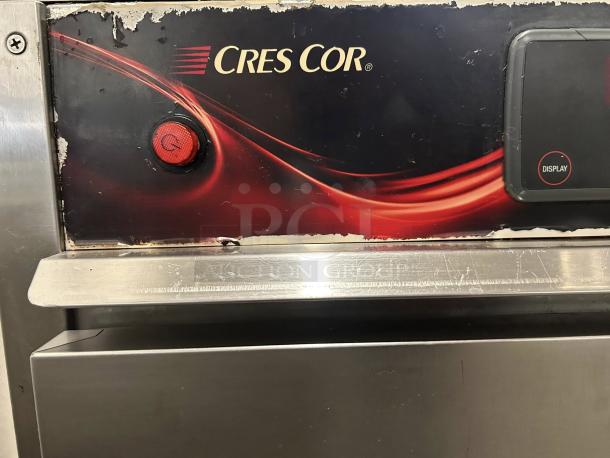 Cres Cor H137SUA5D stainless steel hot cabinet with visible wear, tested and working. Brand and power button shown.