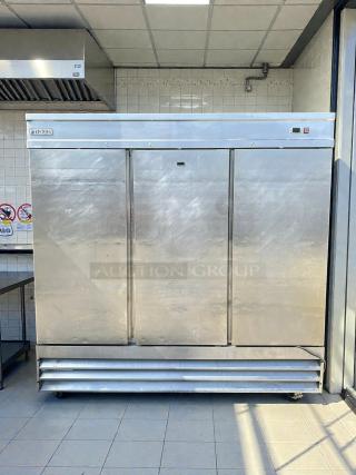 Kintera KBM3F bottom mount freezer, three-section, stainless steel, tested and working, excellent condition, model 940979.