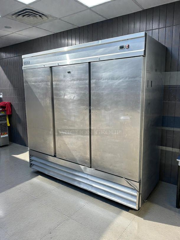 Kintera KBM3F three-section bottom mount freezer in excellent condition, stainless steel, tested and working.