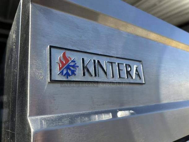 Kintera KBM3F bottom mount freezer, stainless steel, excellent condition, close-up of brand logo, tested and working.