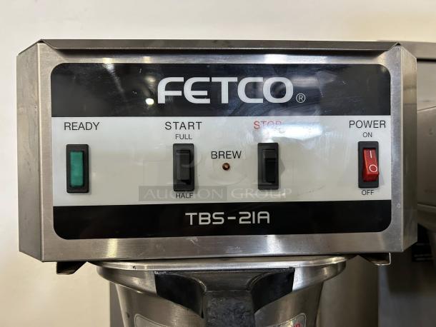 Fetco TBS-21A iced tea brewer control panel in excellent condition, features ready, start, and power switches, tested and working.
